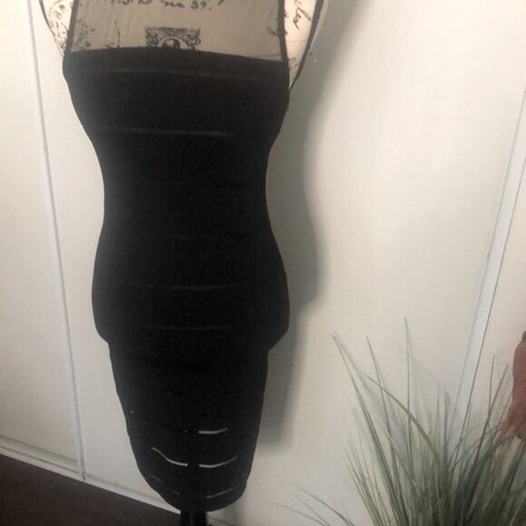 NWT! Sam Edelman Black Mesh Yoke Stripe Bodycon size XS - Picture 3 of 8